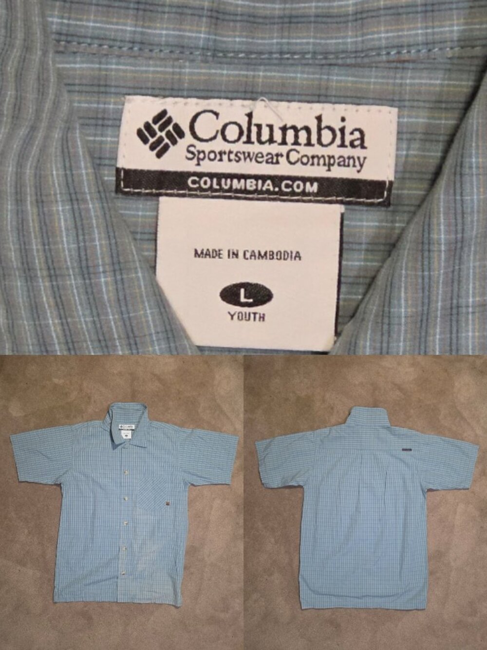 Kids Aqua Pin-strip Short Sleeve Shirt Sz YL 12/14
